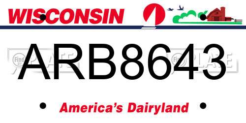 ARB8643 Wisconsin License Plate