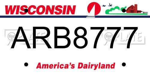 ARB8777 Wisconsin License Plate