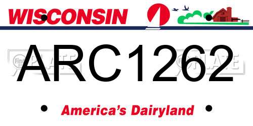ARC1262 Wisconsin License Plate