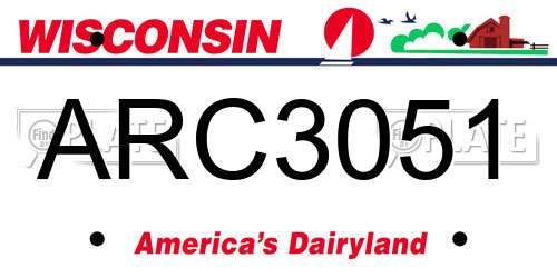 ARC3051 Wisconsin License Plate