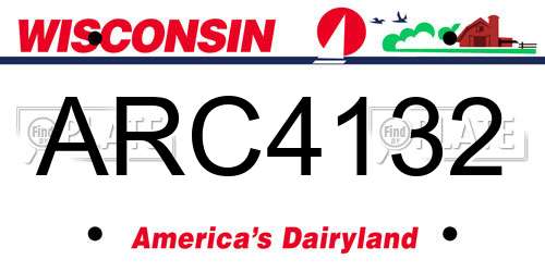 ARC4132 Wisconsin License Plate