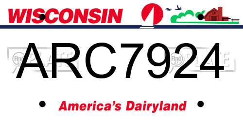ARC7924 Wisconsin License Plate