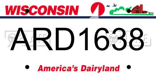 ARD1638 Wisconsin License Plate