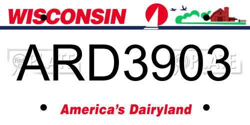 ARD3903 Wisconsin License Plate