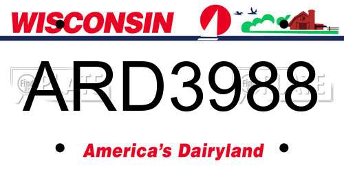 ARD3988 Wisconsin License Plate