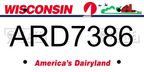 ARD7386 Wisconsin License Plate