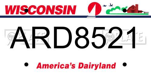 ARD8521 Wisconsin License Plate