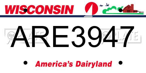 ARE3947 Wisconsin License Plate