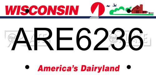ARE6236 Wisconsin License Plate