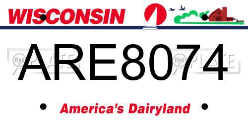 ARE8074 Wisconsin License Plate