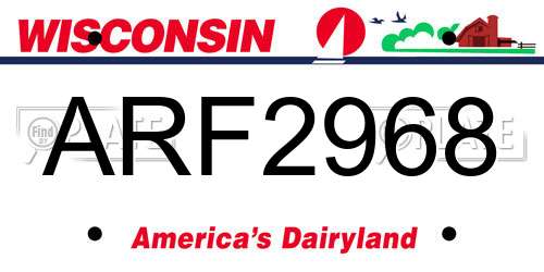 ARF2968 Wisconsin License Plate
