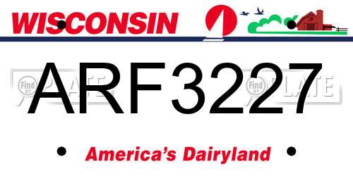 ARF3227 Wisconsin License Plate