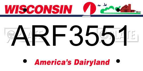 ARF3551 Wisconsin License Plate