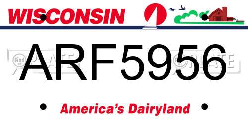 ARF5956 Wisconsin License Plate