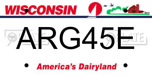 ARG45E Wisconsin License Plate