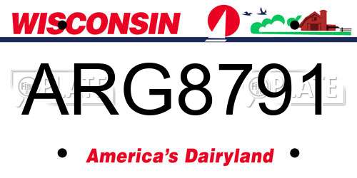 ARG8791 Wisconsin License Plate