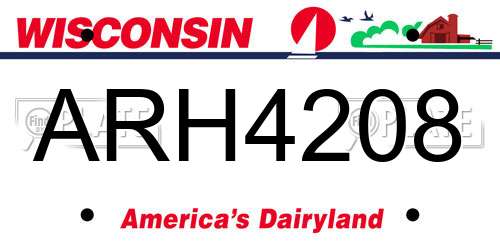ARH4208 Wisconsin License Plate