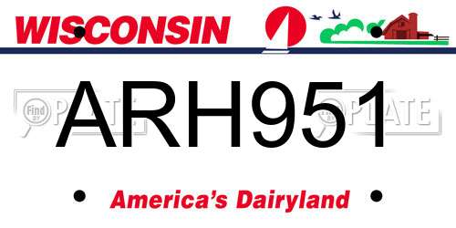ARH951 Wisconsin License Plate