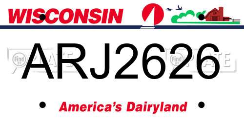 ARJ2626 Wisconsin License Plate