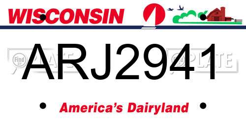 ARJ2941 Wisconsin License Plate