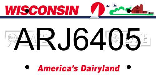 ARJ6405 Wisconsin License Plate