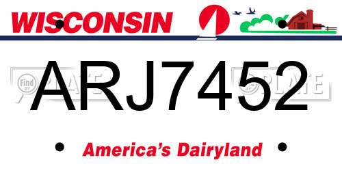 ARJ7452 Wisconsin License Plate
