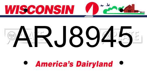ARJ8945 Wisconsin License Plate