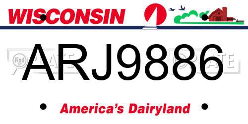 ARJ9886 Wisconsin License Plate