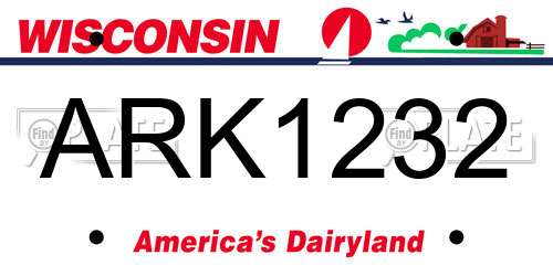 ARK1232 Wisconsin License Plate