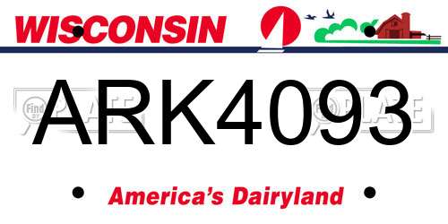 ARK4093 Wisconsin License Plate