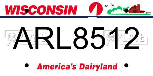 ARL8512 Wisconsin License Plate