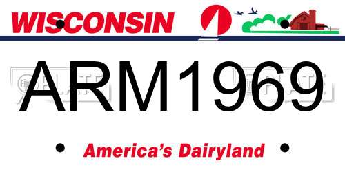 ARM1969 Wisconsin License Plate