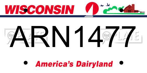 ARN1477 Wisconsin License Plate