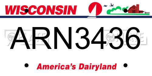 ARN3436 Wisconsin License Plate