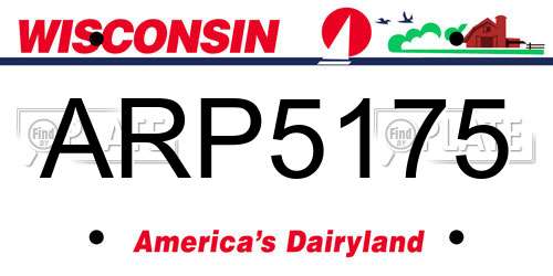 ARP5175 Wisconsin License Plate