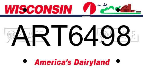 ART6498 Wisconsin License Plate