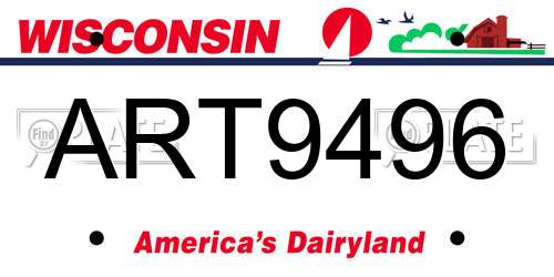 ART9496 Wisconsin License Plate