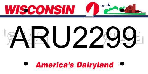 ARU2299 Wisconsin License Plate