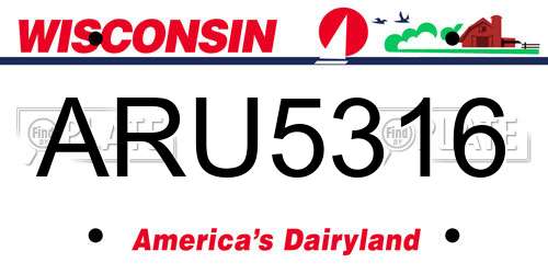 ARU5316 Wisconsin License Plate
