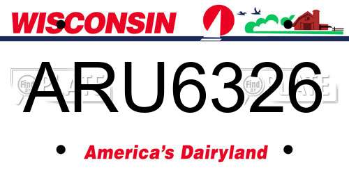 ARU6326 Wisconsin License Plate