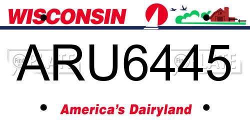 ARU6445 Wisconsin License Plate