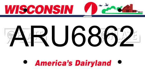 ARU6862 Wisconsin License Plate