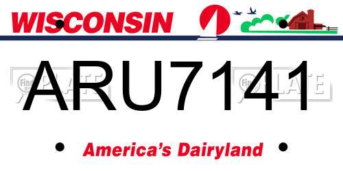 ARU7141 Wisconsin License Plate