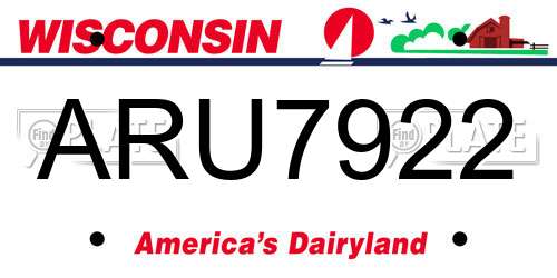 ARU7922 Wisconsin License Plate