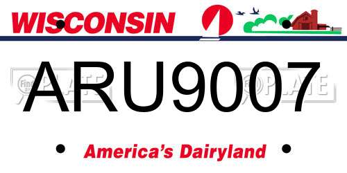 ARU9007 Wisconsin License Plate