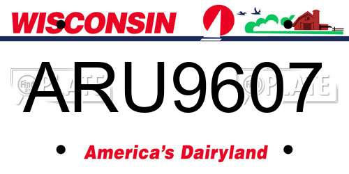 ARU9607 Wisconsin License Plate
