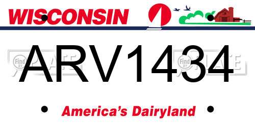 ARV1434 Wisconsin License Plate