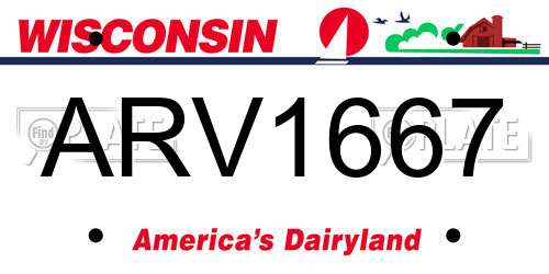 ARV1667 Wisconsin License Plate