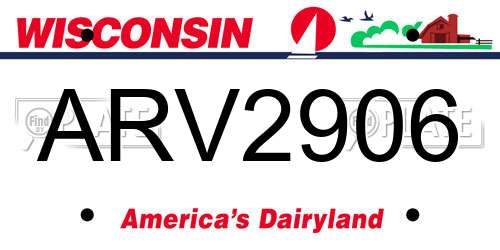 ARV2906 Wisconsin License Plate