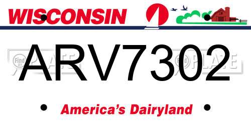 ARV7302 Wisconsin License Plate